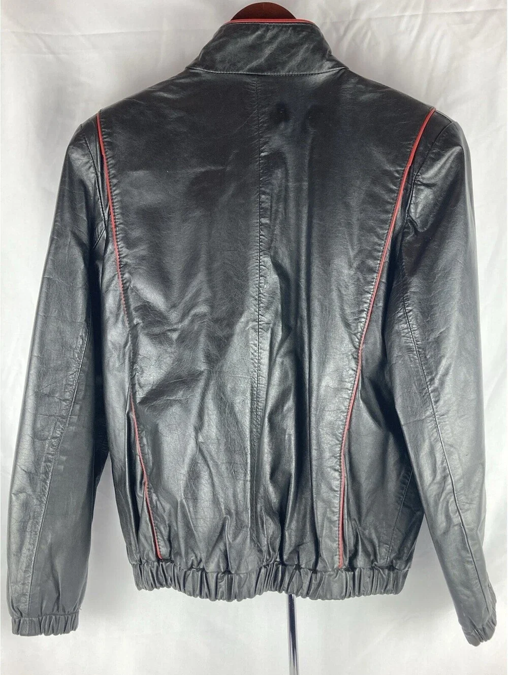 Women’s Size 10 Cordovan The Fashion Look Genuine Leather Jacket Black Red Trim